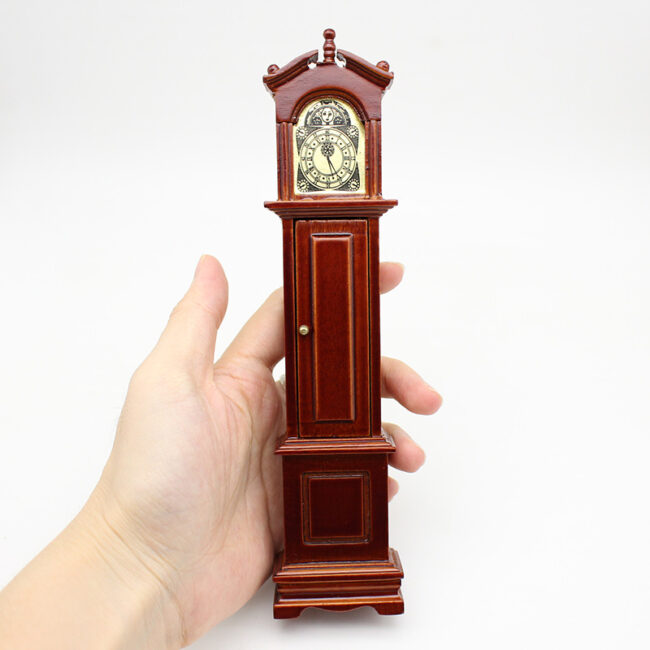 1:12 miniature wooden grandfather floor clock