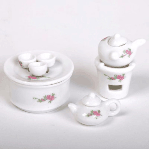 1:12 Miniature Floral Porcelain Gongfu Tea Set