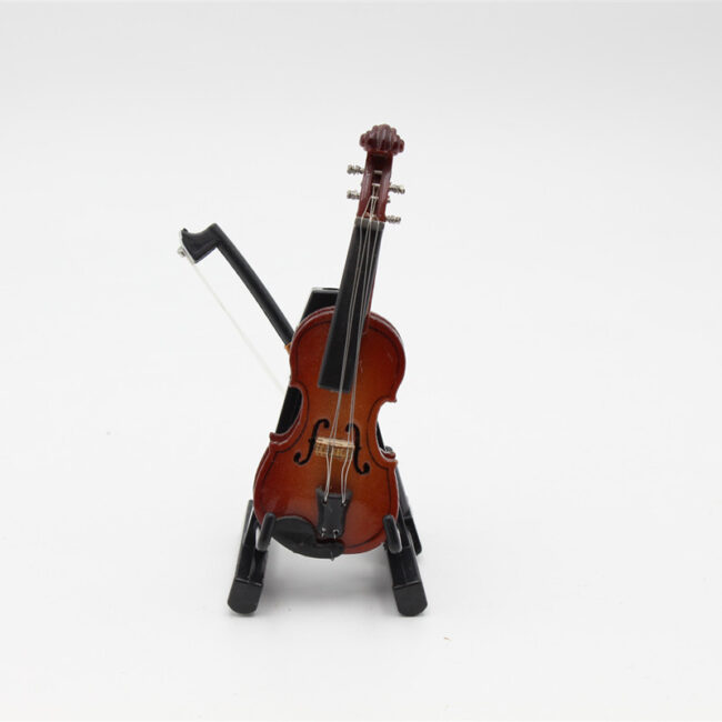 1:12 Miniature Wooden Violin with Case and Stand