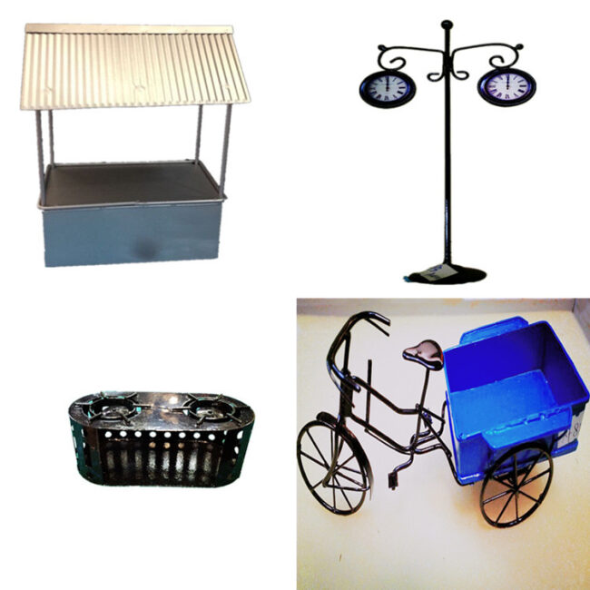 1:12 Miniature Street BBQ Tricycle Cart Set
