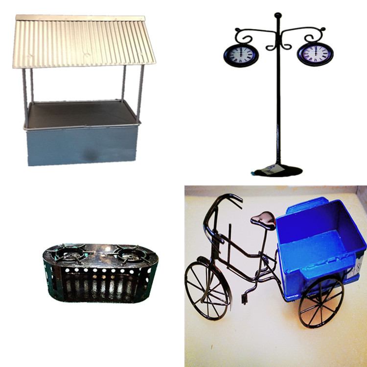 1:12 Miniature Street BBQ Tricycle Cart Set