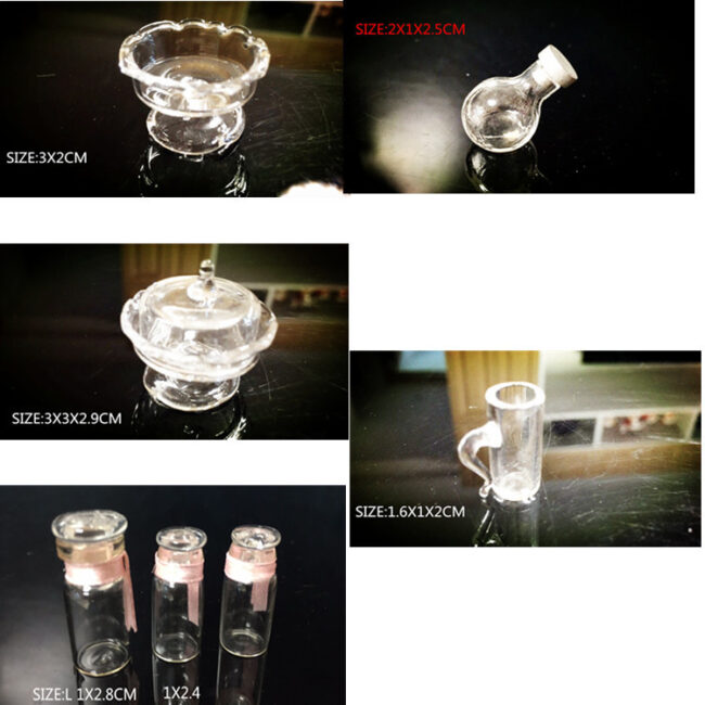 1:12 miniature glass cake stand with dome for dollhouse bakery display