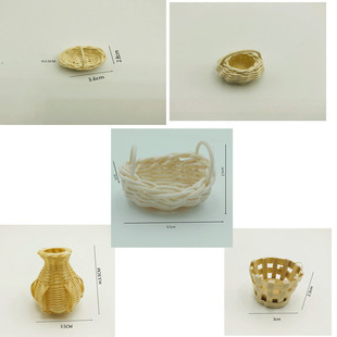 1:12 miniature bamboo basket for dollhouse kitchen and decor