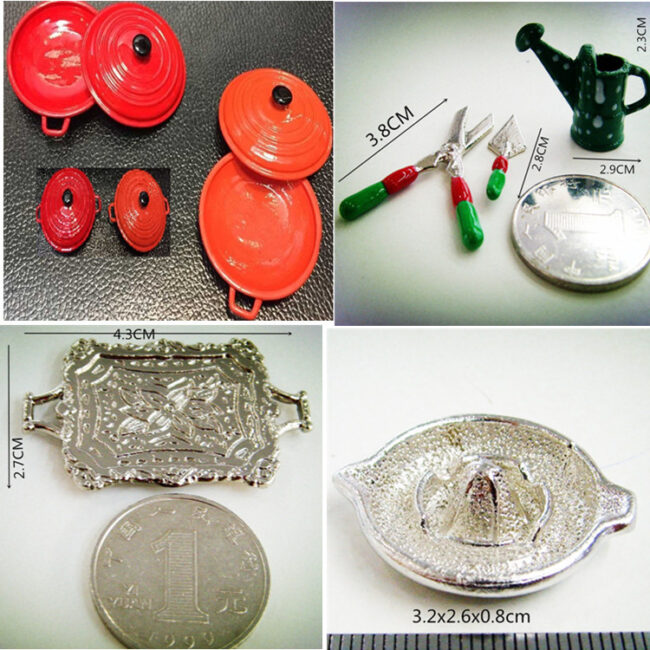 1:12 Miniature Alloy Tray and Kitchen Tool Props