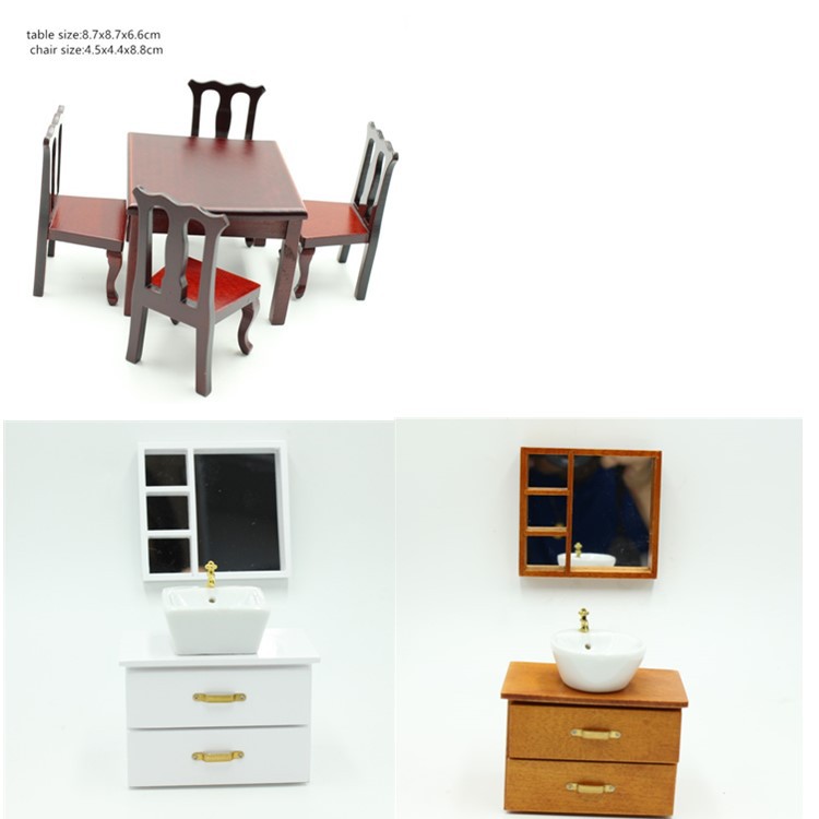 1:12 Miniature White Bathroom Vanity with Sink and Mirror