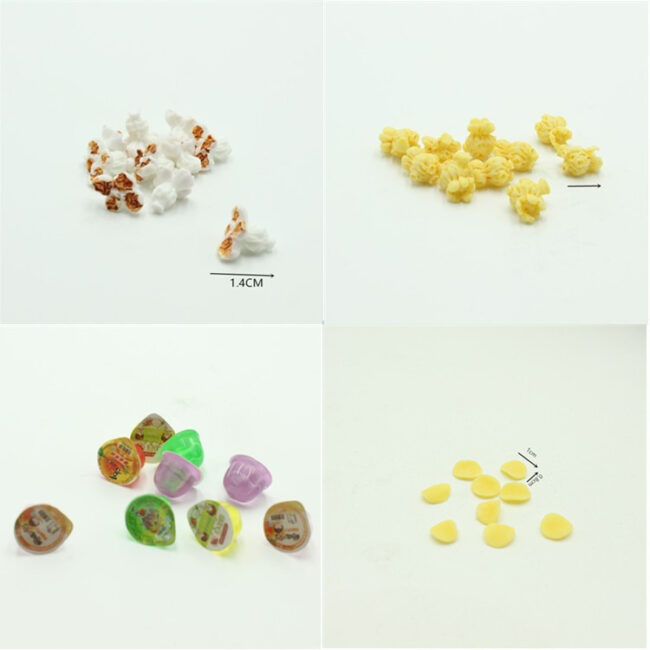 1:12 Miniature Jelly Cups and Popcorn Snack Set