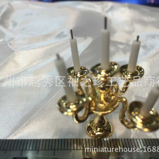 1:12 Miniature Gold Five-Arm Candelabra
