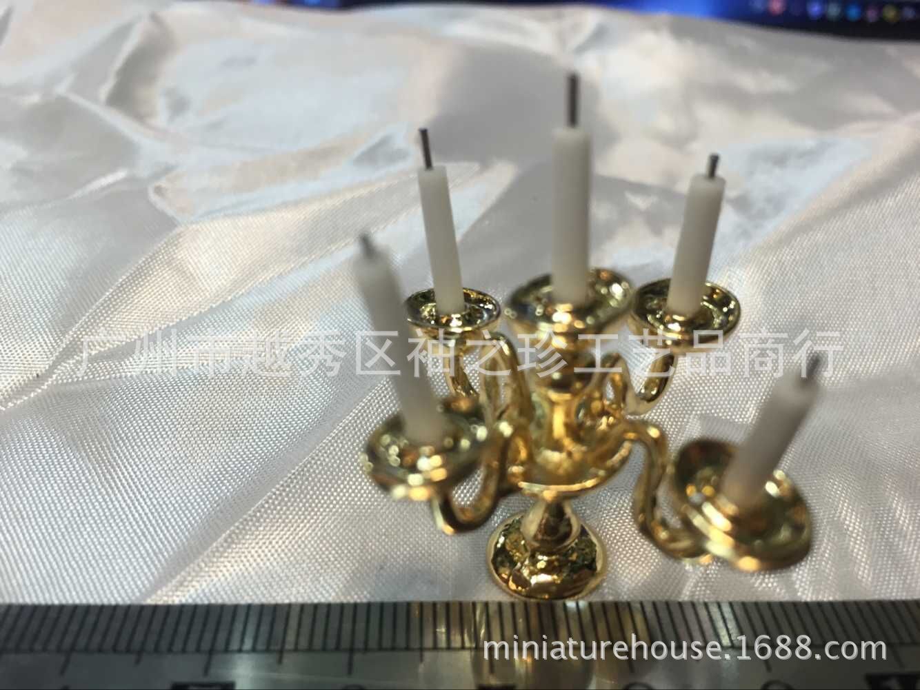 1:12 Miniature Gold Five-Arm Candelabra