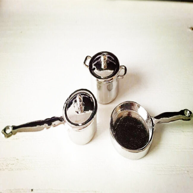 1:12 Miniature Rose Gold 3-Piece Cookware Set