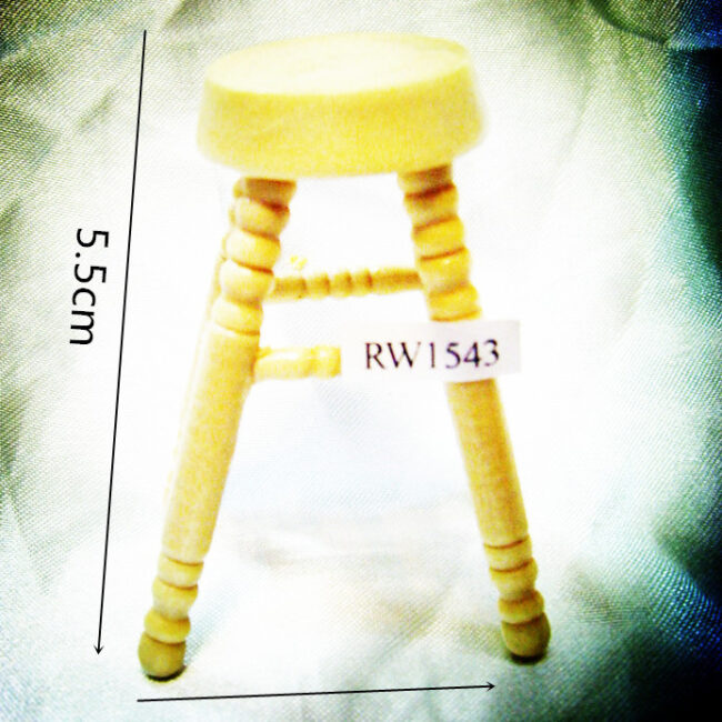 1:12 Miniature Turned Wood Three-Leg Stool