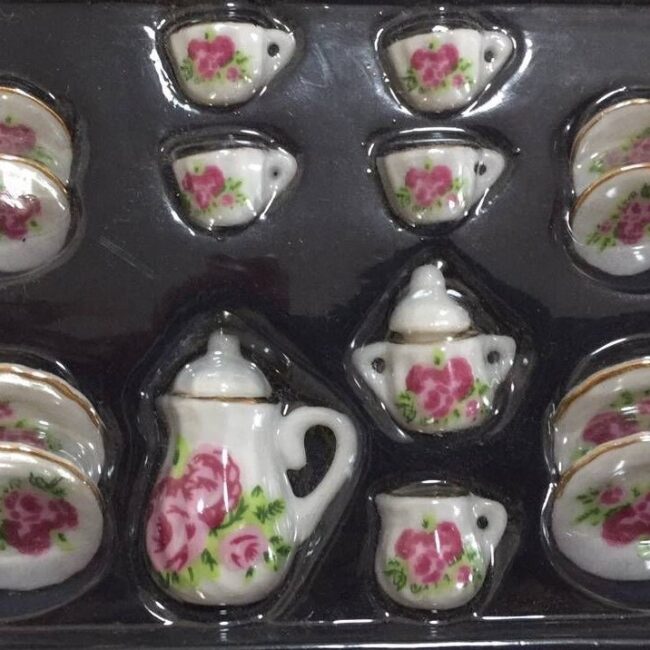 1:12 Miniature Floral Porcelain Tea Set