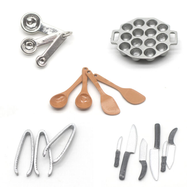 1:12 miniature kitchen utensil and measuring spoon set