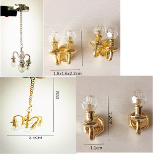1:12 miniature crystal wall sconces and chandelier for dollhouse
