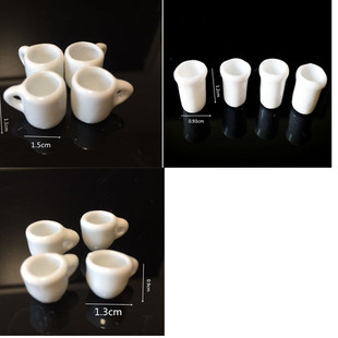 1:12 miniature white ceramic cups and mugs assortment for dollhouse kitchen