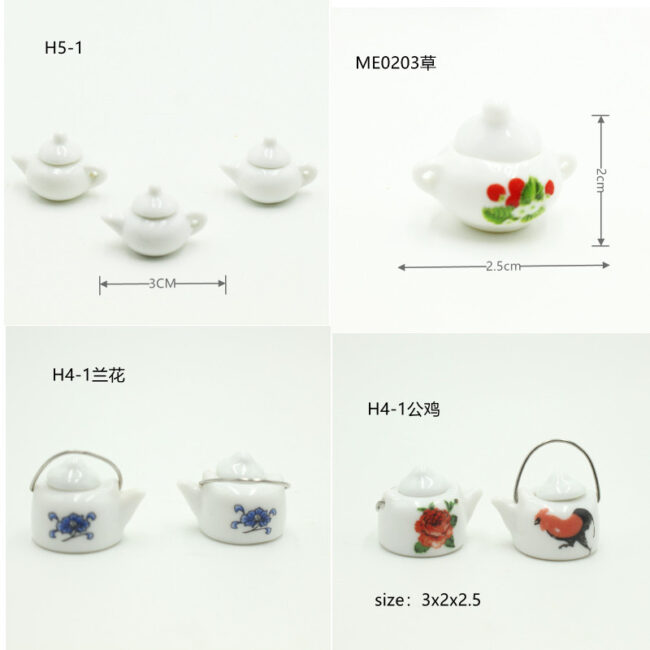 1:12 miniature ceramic teapot set for dollhouse kitchen