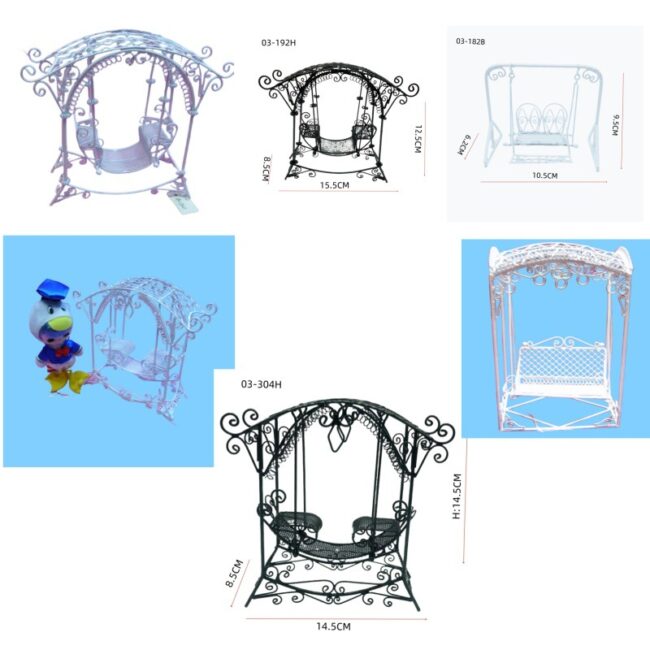 1:12 miniature iron garden swing arbor for dollhouse outdoor scene