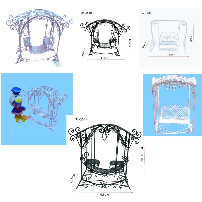 1:12 miniature iron garden swing arbor for dollhouse outdoor scene