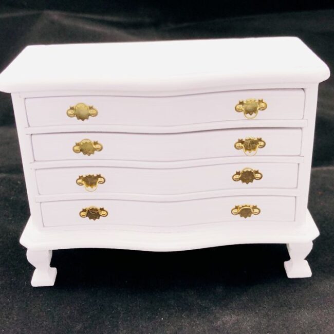 1:12 Miniature White Four-Drawer Dresser
