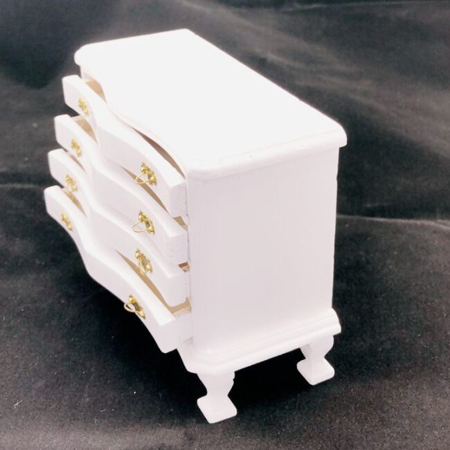 1:12 Miniature White Four-Drawer Dresser