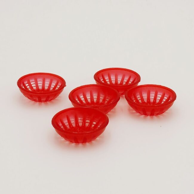 1:12 Miniature Red Slatted Baskets Set of 5