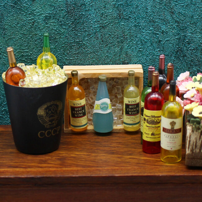 1:12 Miniature Assorted Wine Bottles Bar Set