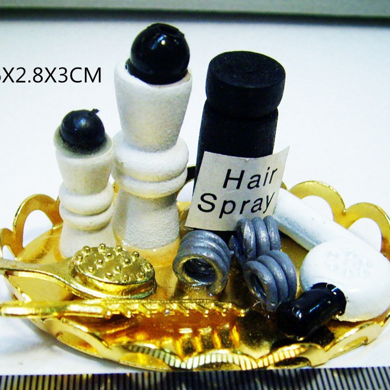 1:12 Miniature Perfume Bottles Set on Gold Tray