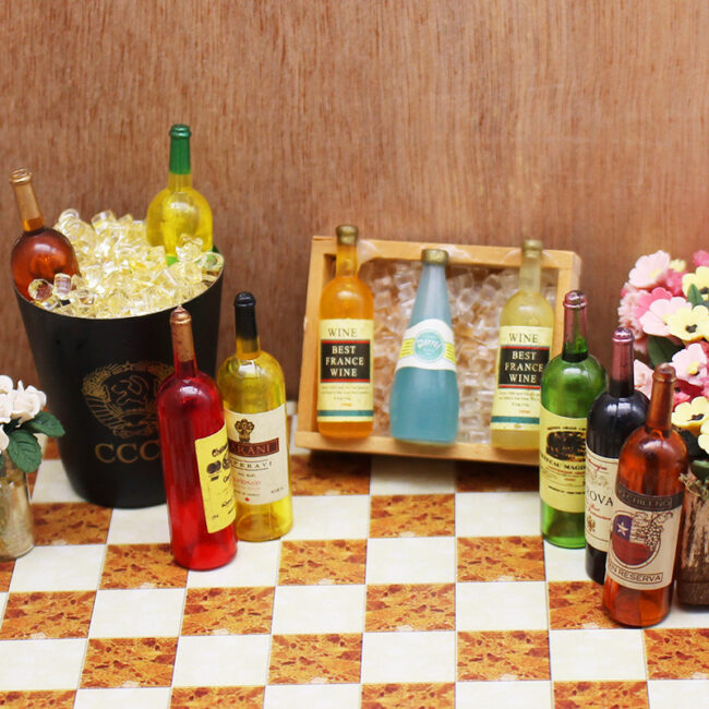 1:12 Miniature Assorted Wine Bottles Bar Set