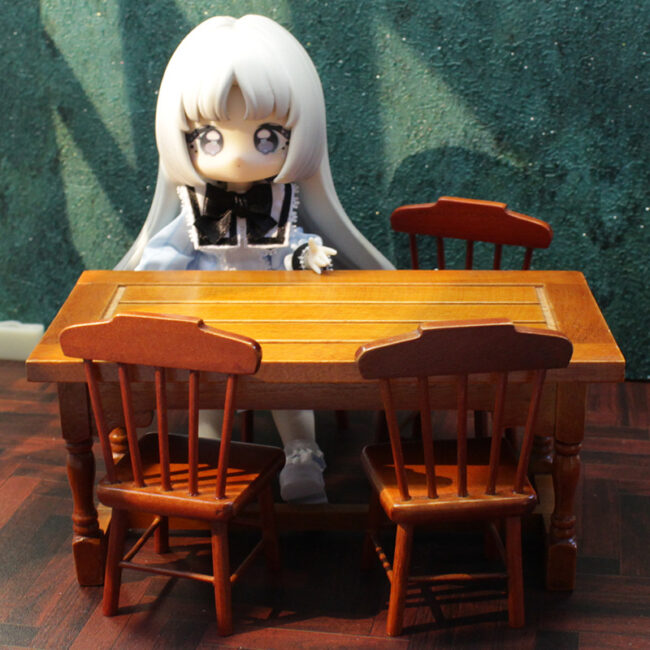 1:12 Miniature Wooden Table and Chair Set