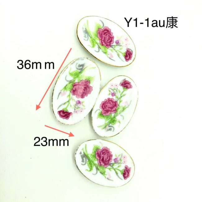 1:12 Miniature Floral Ceramic Oval Plates Set