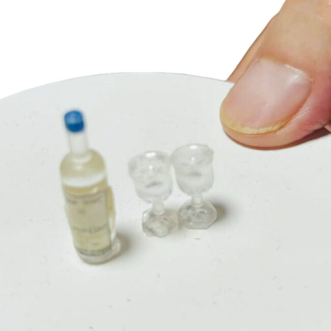 1:12 Miniature Wine Bottle Rack with Glasses