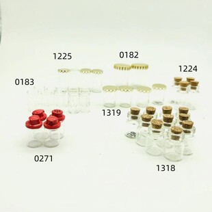 1:12 Miniature Glass Bottle with Copper Lid for Dollhouse Decor
