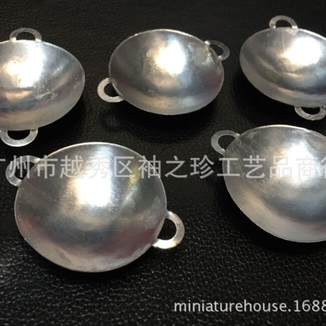1:12 Miniature Aluminum Wok Pan Set