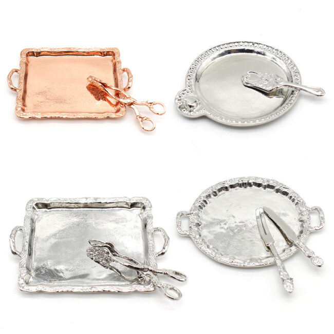 1:12 Miniature Metal Cake Serving Tray
