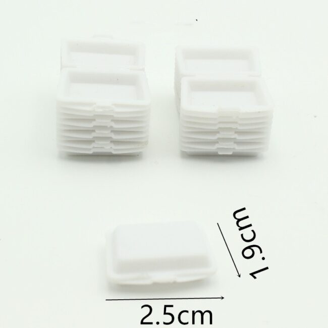 1:12 Miniature White Takeout Clamshell Boxes