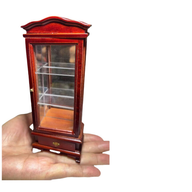 1:12 Miniature Mahogany Curio Display Cabinet