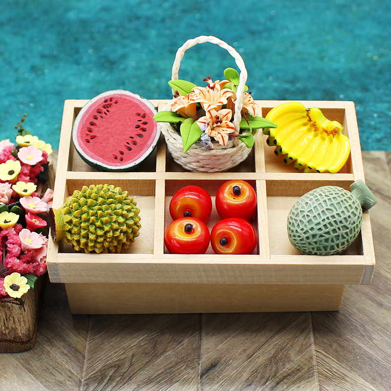 1:12 Miniature Wooden Market Fruit Crate Display