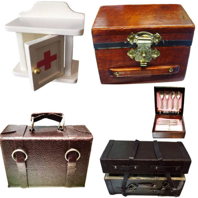 1:12 Miniature Storage Trunk Box for Dollhouse