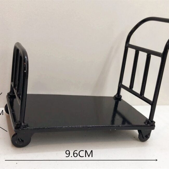 1:12 Miniature Black Metal Platform Cart