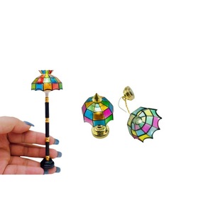 1:12 miniature LED colored shade lamp for dollhouse lighting