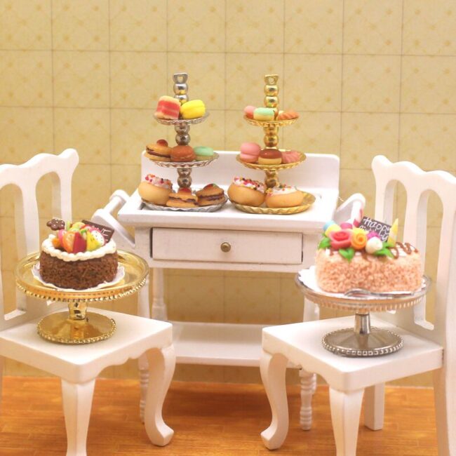 1:12 Miniature Single and Tier Cake Stand Set