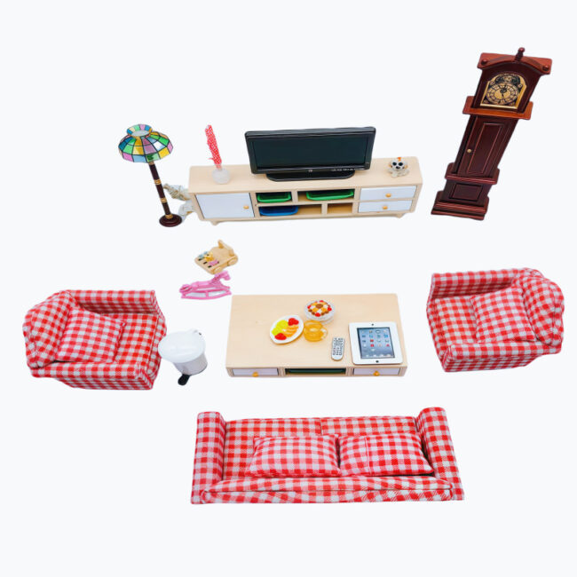 1:12 Miniature Wooden Living Room Furniture Set