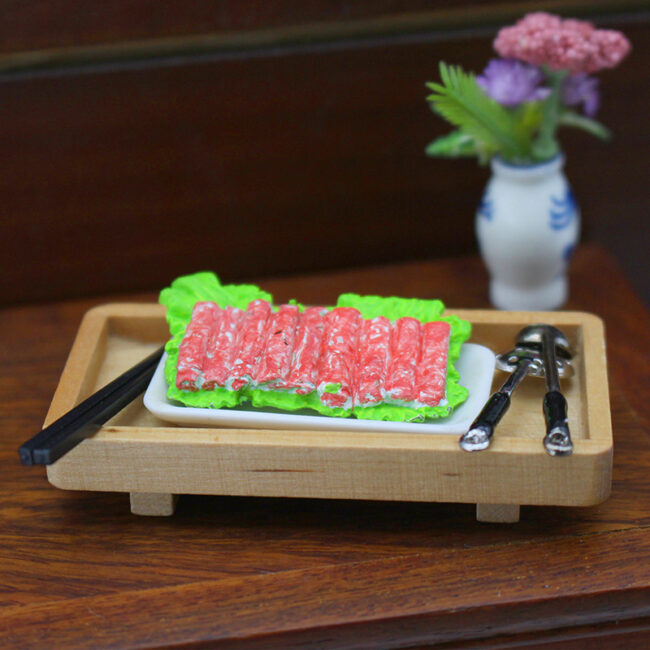 1:12 Miniature Wooden Sushi Hotpot Tray