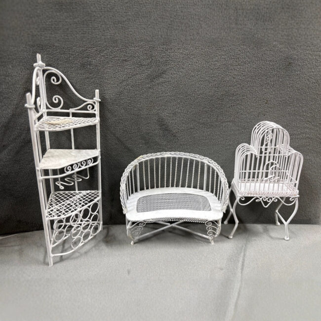 1:12 Miniature Iron Patio Sofa Birdcage Set