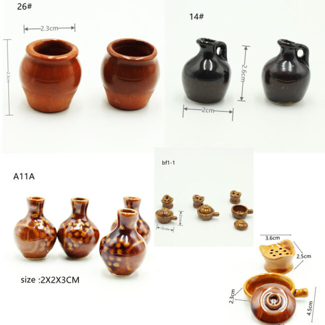1:12 Miniature Ceramic Vase and Jar Set