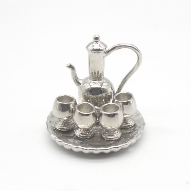 1:12 Miniature Alloy Pitcher Drink Set with Tray