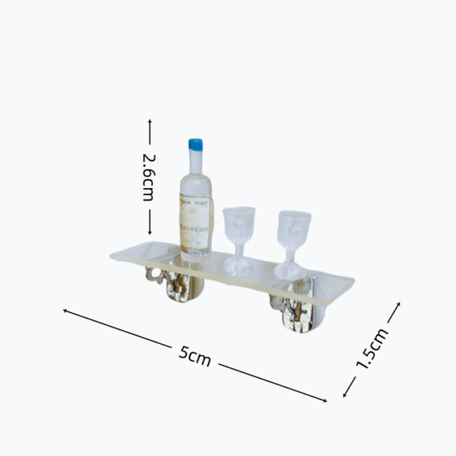1:12 Miniature Wine Bottle Rack with Glasses