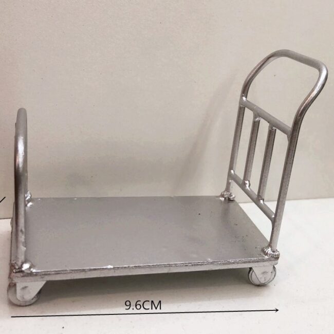 1:12 Miniature Black Metal Platform Cart
