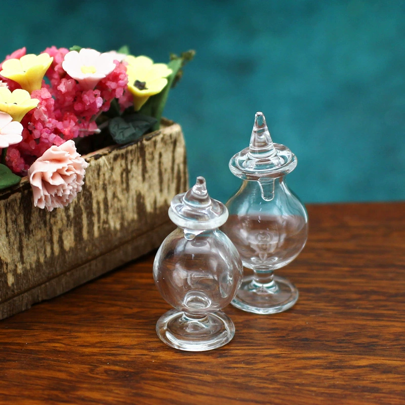 1:12 miniature glass beaker set for dollhouse kitchen and apothecary scenes