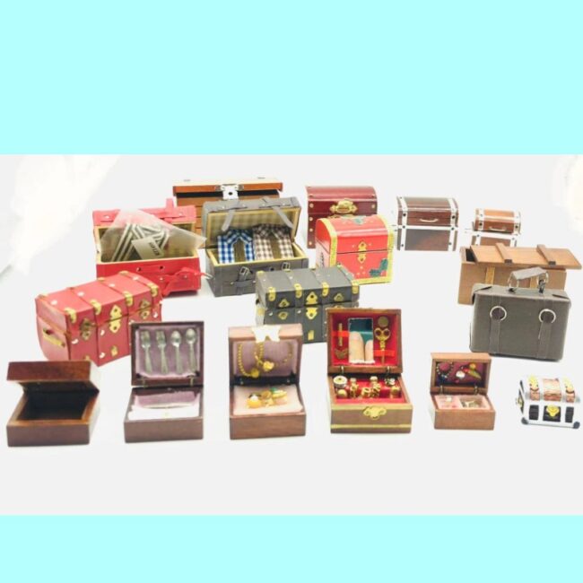 1:12 dollhouse miniature wooden jewelry storage boxes
